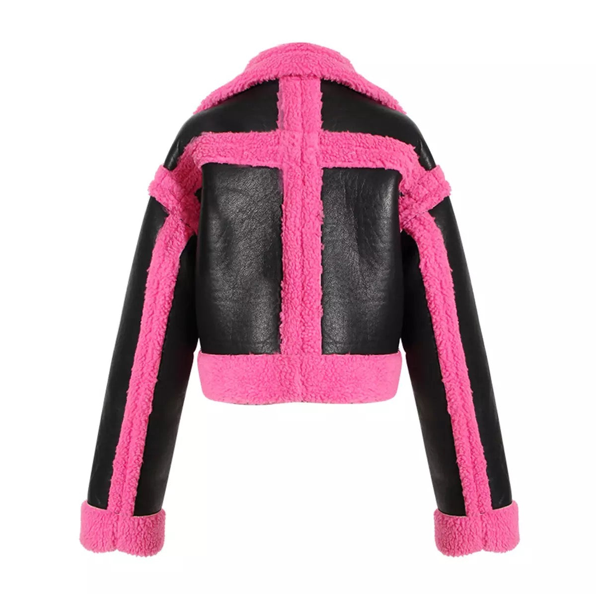 Pu Leather Rose Red Jacket