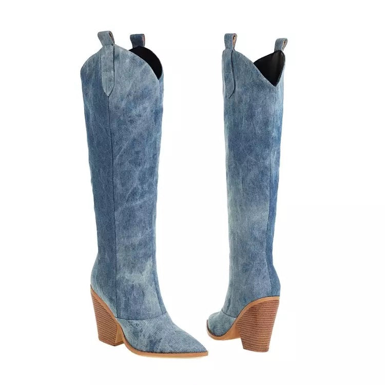 All Denim Chic Boots