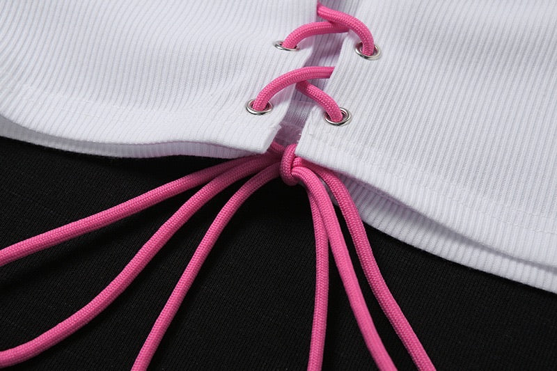 Pink Lace Up Tee - 57THAND5TH